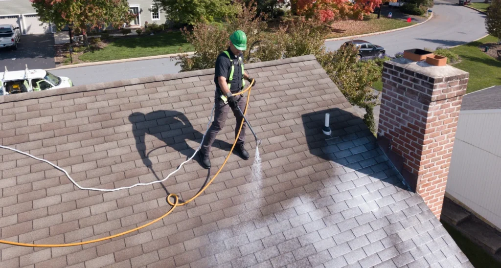 Roof Maxx treatment on asphalt shingles in Fargo