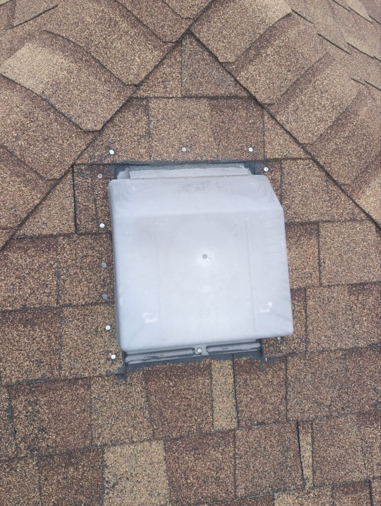 incorrectly installed nails around roof vent