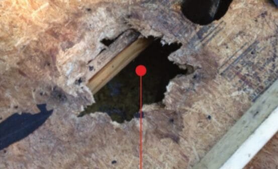 rotting decking after pipe boot leak fargo nd